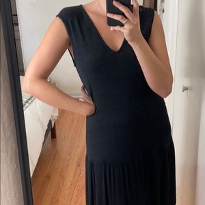 Vintage drop waist linen blend dress